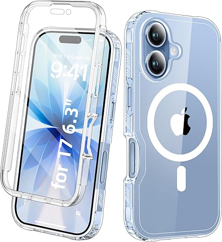 Miniatura 33 de Funda para iPhone 15 de cuerpo completo, protector de pantalla integrado, con protector de lente de cámara, [antiamarilleamiento], funda protectora