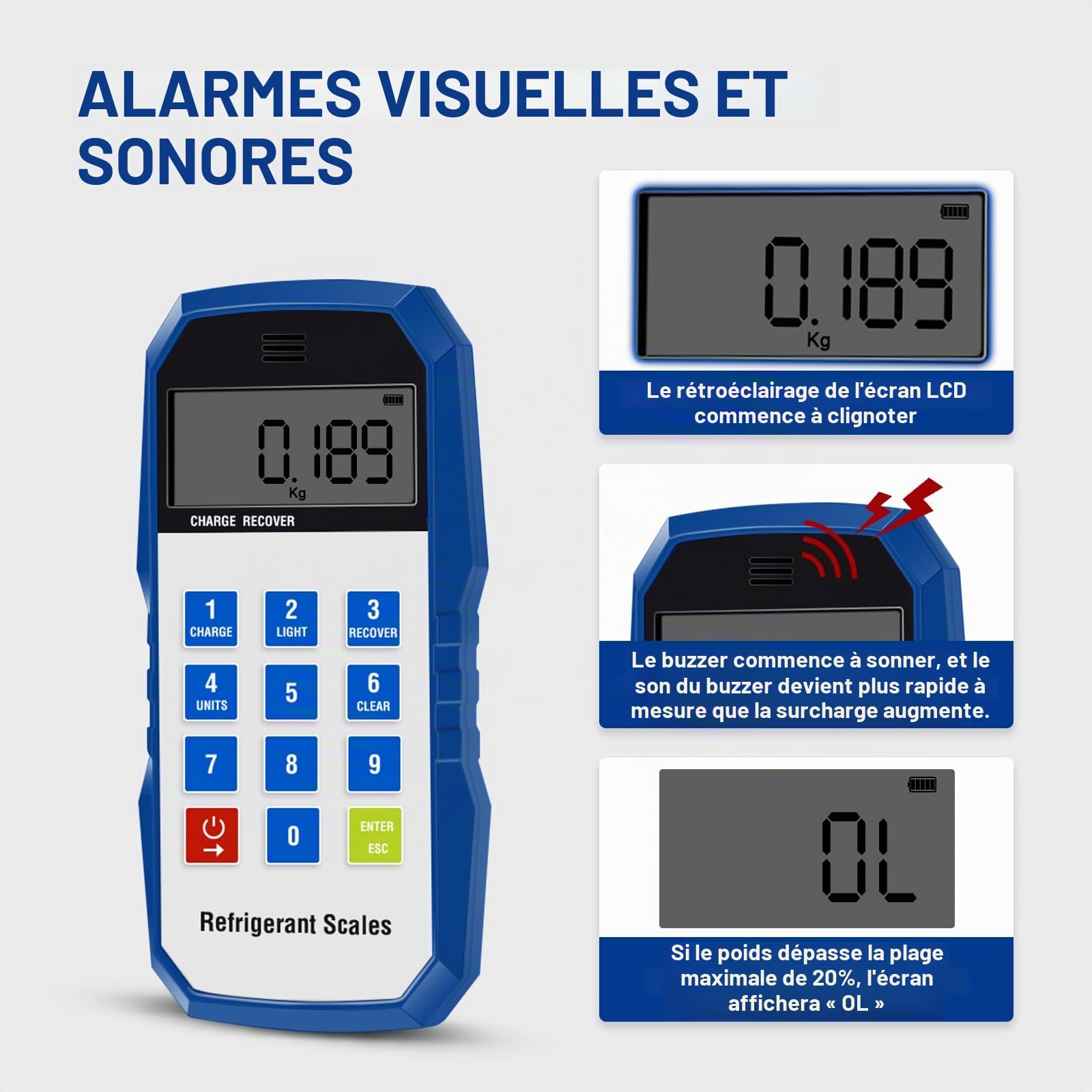 Balance de réfrigérant Bluetooth, balance numérique pour fréon avec télécommande portable, balance de charge de climatiseur sans fil haute précision, balance pour fréon CVC avec boîtier portable