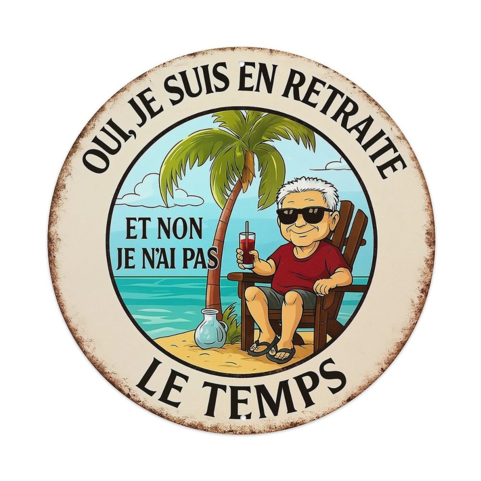 Retired Man Beach Palm Drink Tin Sign Metal Poster Vintage Metal Signs for Home Man Cave Bar Cafe Kitchen laundry room Wall Decorations Gift 8x8Inch