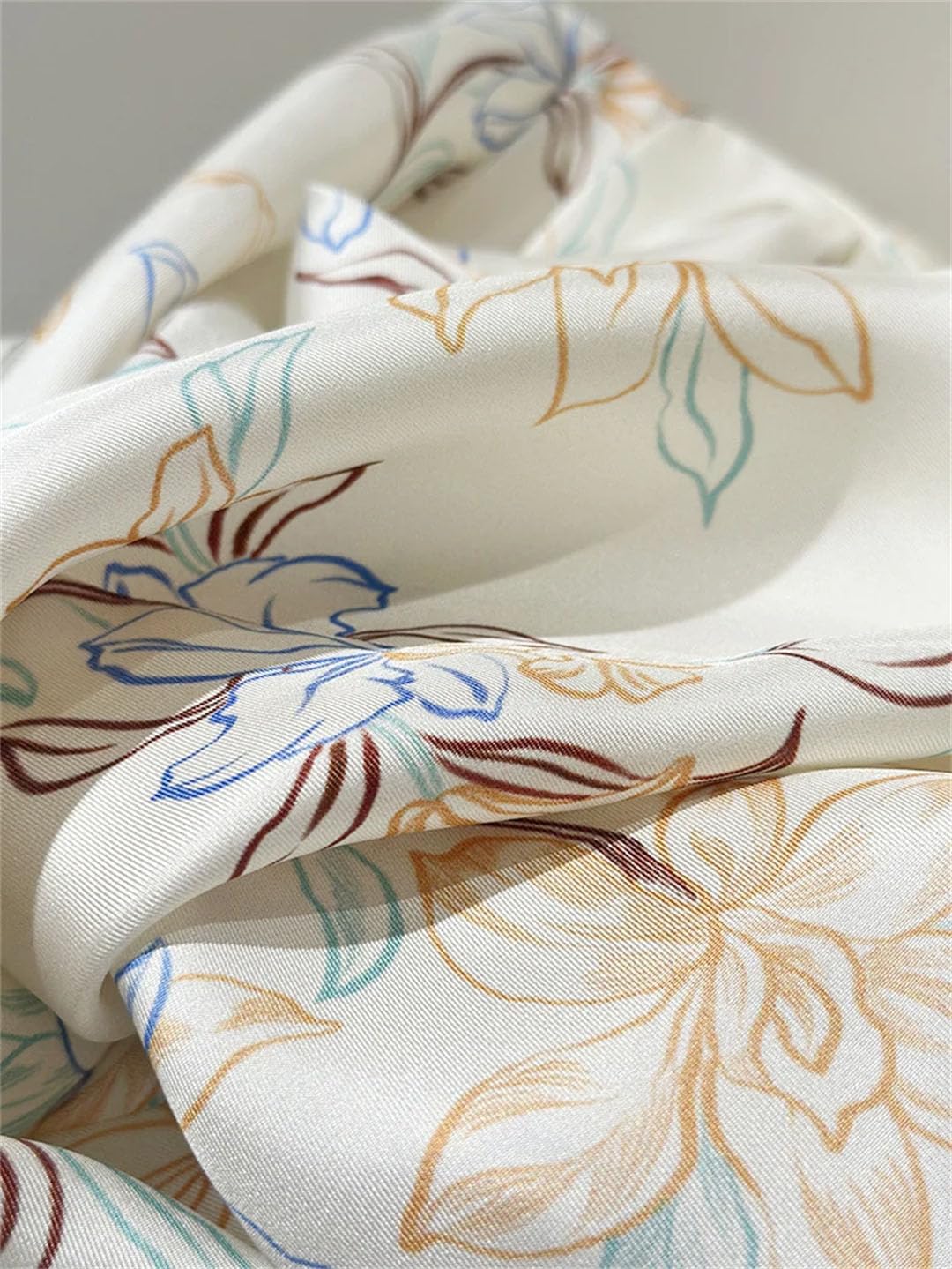 Blusas florales para mujer, 100% seda real, cuello redondo, manga larga, elegante