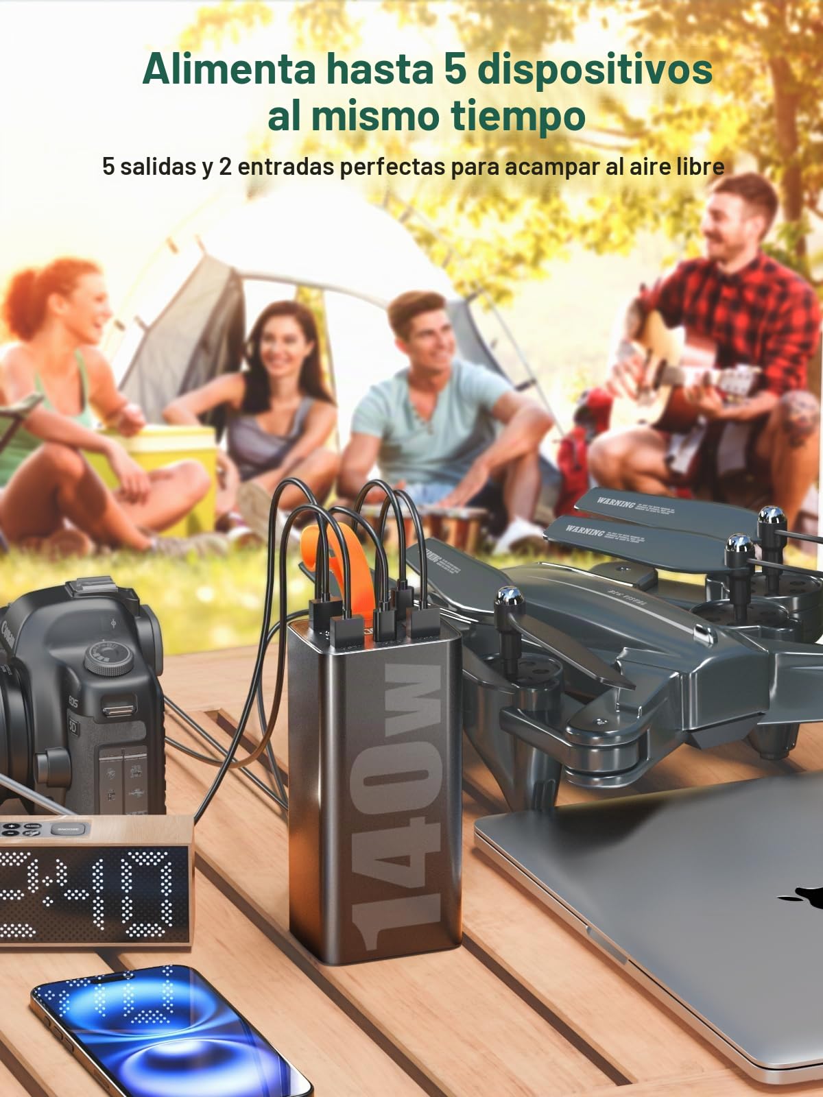 Batería Externa 50000mAh 140W, Power Bank Carga Rápida PD 3.1 & QC 4.0, Cargador Portátil USB C de 4 Puertos con Pantalla LED, para Ordenador Portátil, MacBook, Smartphone, Tablet (Negro)