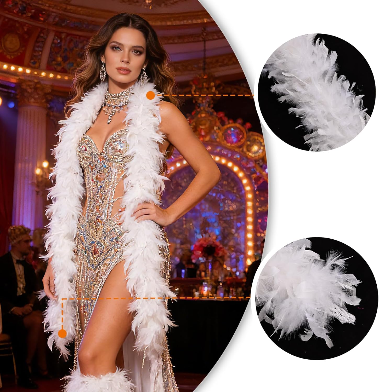 Feather Boas Bulk 45g 2Yds Each for Mardi Gras Costume Party Decorations Masquerade Soft Fluffy Feather Garland