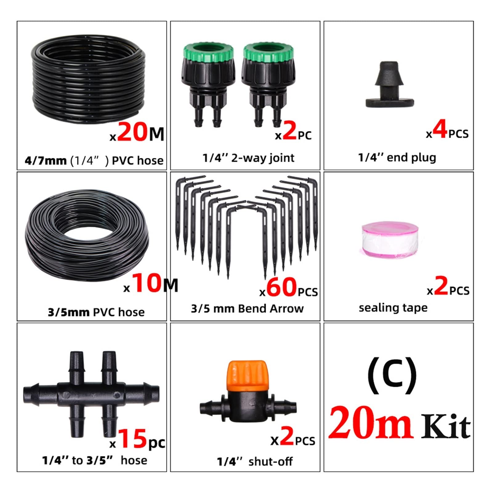 Zestaw do nawadniania kropelkowego nawadniania szklarni 4-drożny automatyczny system nawadniania kropelkowego 4/7 do 3/5 mm wąż ogrodowy zestaw do podlewania roślin rolniczych (kolor: CX1 zestaw)