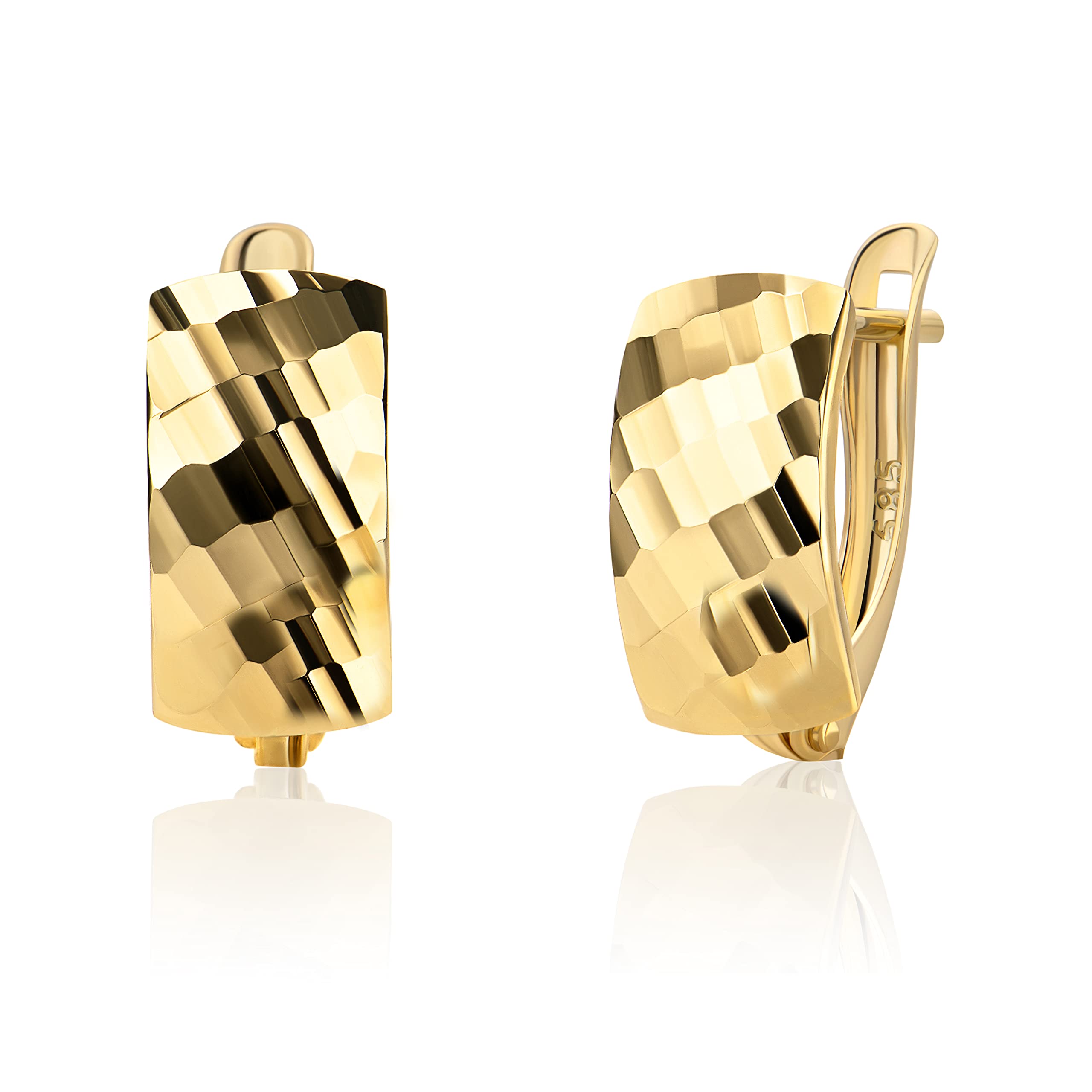 Orecchini A Cerchio In Oro Giallo 9 Carati (375) - Modello EP040 - Lunghi 15 Mm, Larghi 8,2 Mm - Confezione Regalo PRINS JEWELS