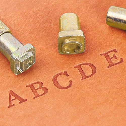 Miniatura 22 de BESTNULE Kit de estampado de cuero, juego de 37 piezas con 26 letras mayúsculas (0.217 in), 10 números (0.236 pulgadas) y mango de estampado