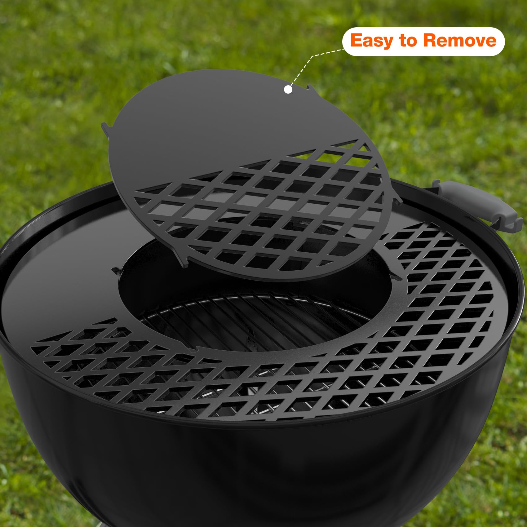 Onlyfire Ceramiczny nieprzywierający ruszt do grillowania ze zdejmowanym rusztem do smażenia, zamiennik do Weber, 56 cm, węgiel drzewny, akcesoria do grillowania Vortex