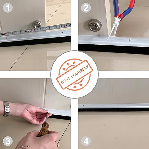 Miniatura 7 de 3 cepillos de aluminio duraderos para barrido de puerta, burlete adhesivo para la parte inferior de la puerta, reduce el aire frío (39.3 x 2