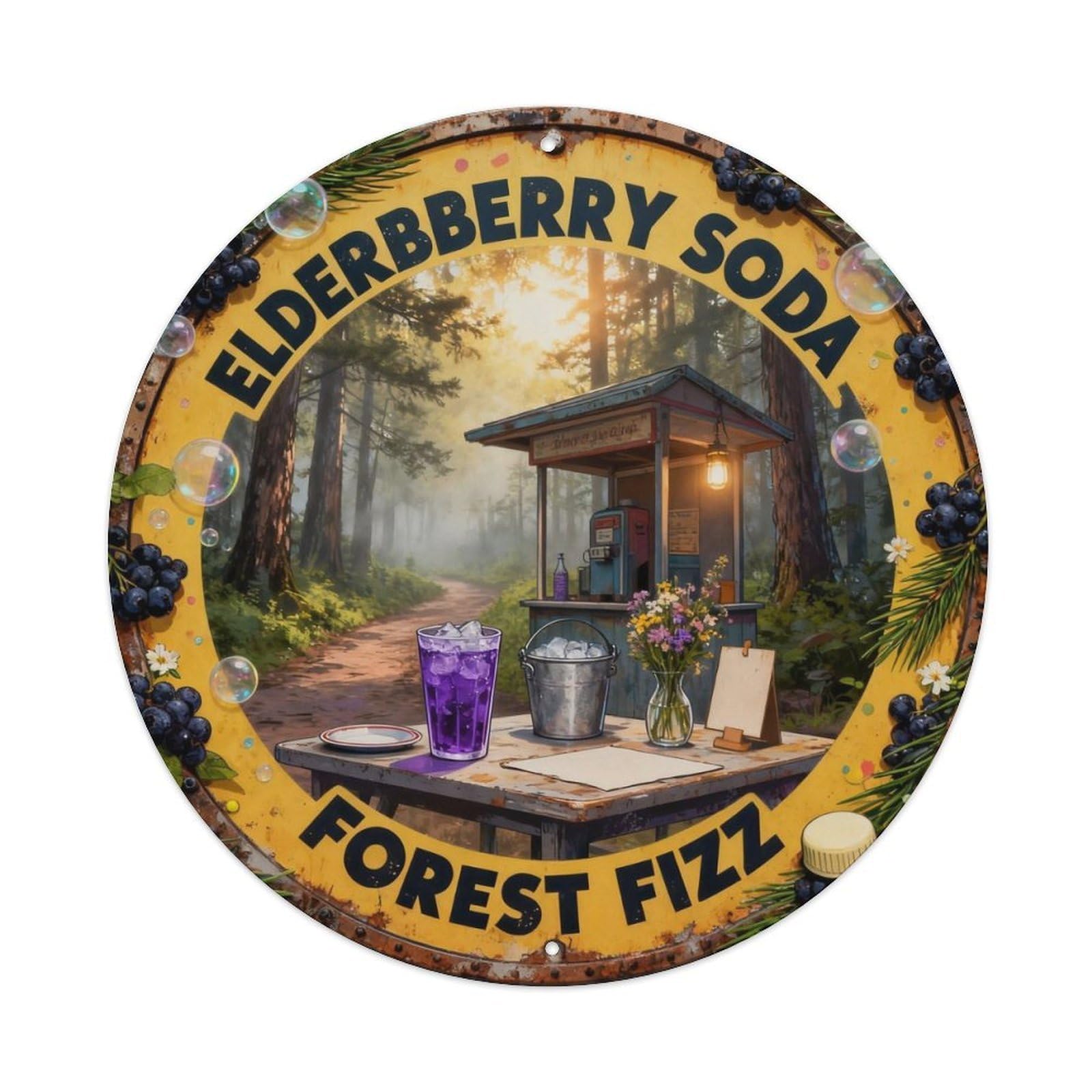 Elderberry Soda Sign Metal Tin Sign Plaque