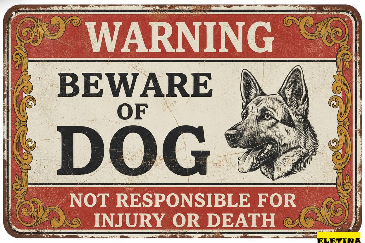 Tin Sign for Man Cave Beware Of Dog Border Collie Metal Warning Beware Of Dog S Fence Outdoor Farm Garden Gate Home Yard Decor 8x12in Private Property Decorative