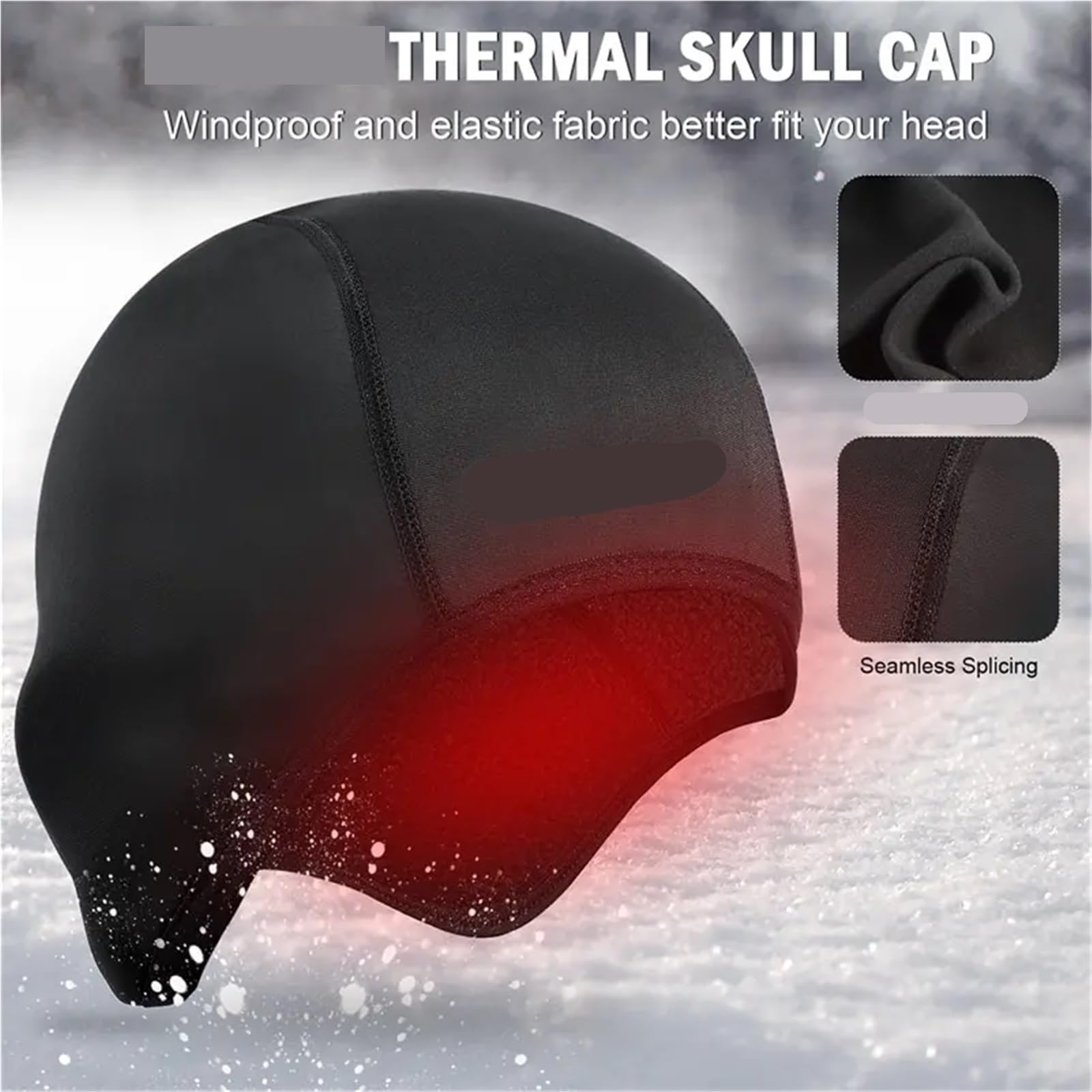 Casquette de Cyclisme d'hiver Coupe-Vent Thermique, Doublure Casque Ski, Chapeau Moto for Hommes et Femmes, Bandana pour Vélo(Black)