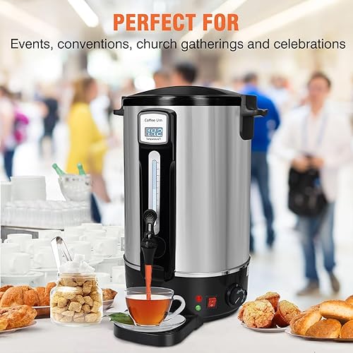 Miniatura 7 de Urna de café comercial de 100 tazas  Cabezal de ducha y filtro mejorado  Percolador de acero inoxidable de doble pared con función de mantener el
