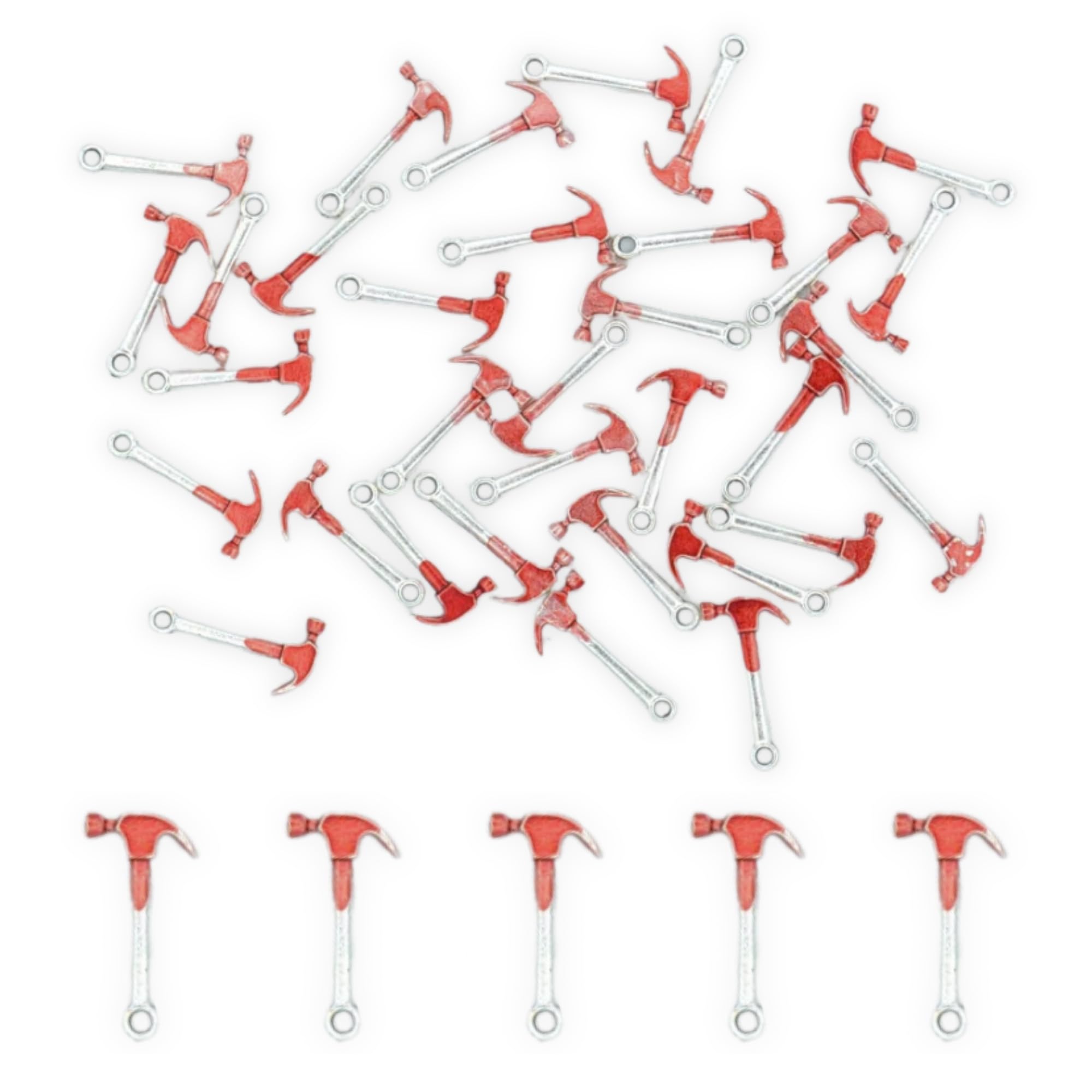 celloexpress Hammer Silver Metal Charms - Mini Pendants for Crafting Jewellery Making Bracelets Necklaces (Pack of 50g)