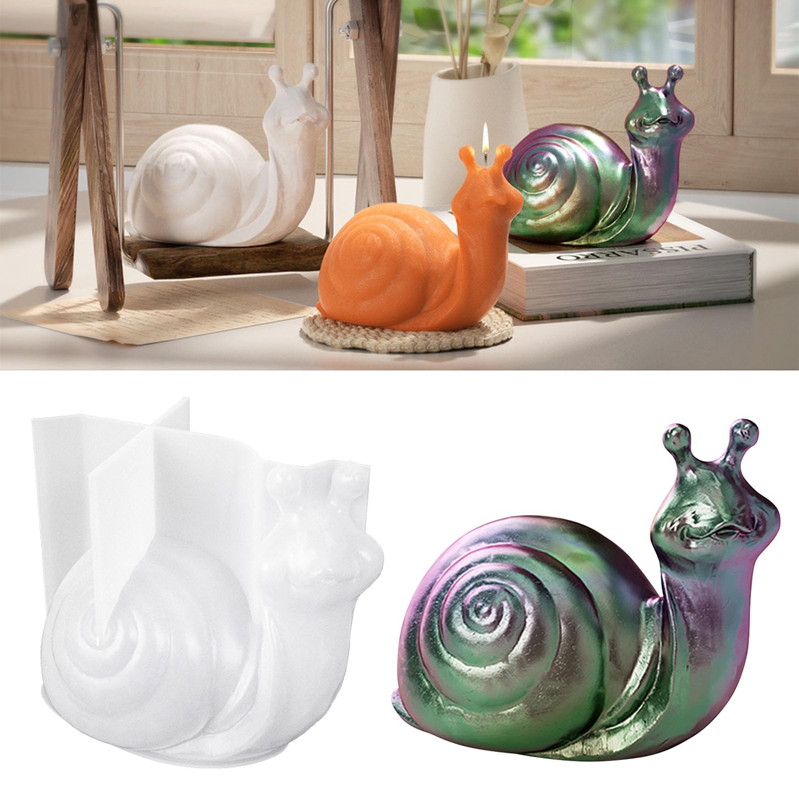 Moule Animaux Moule En Silicone Pour Résine Époxy - Forme Escargot 3D - Lot De 2 - Décoration Murale Petit Escargot