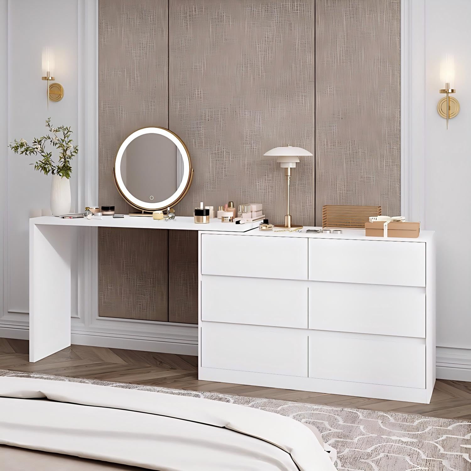 Amazon.com: ROMSHINE 6 Drawer Dresser with Rotatable Tabletop