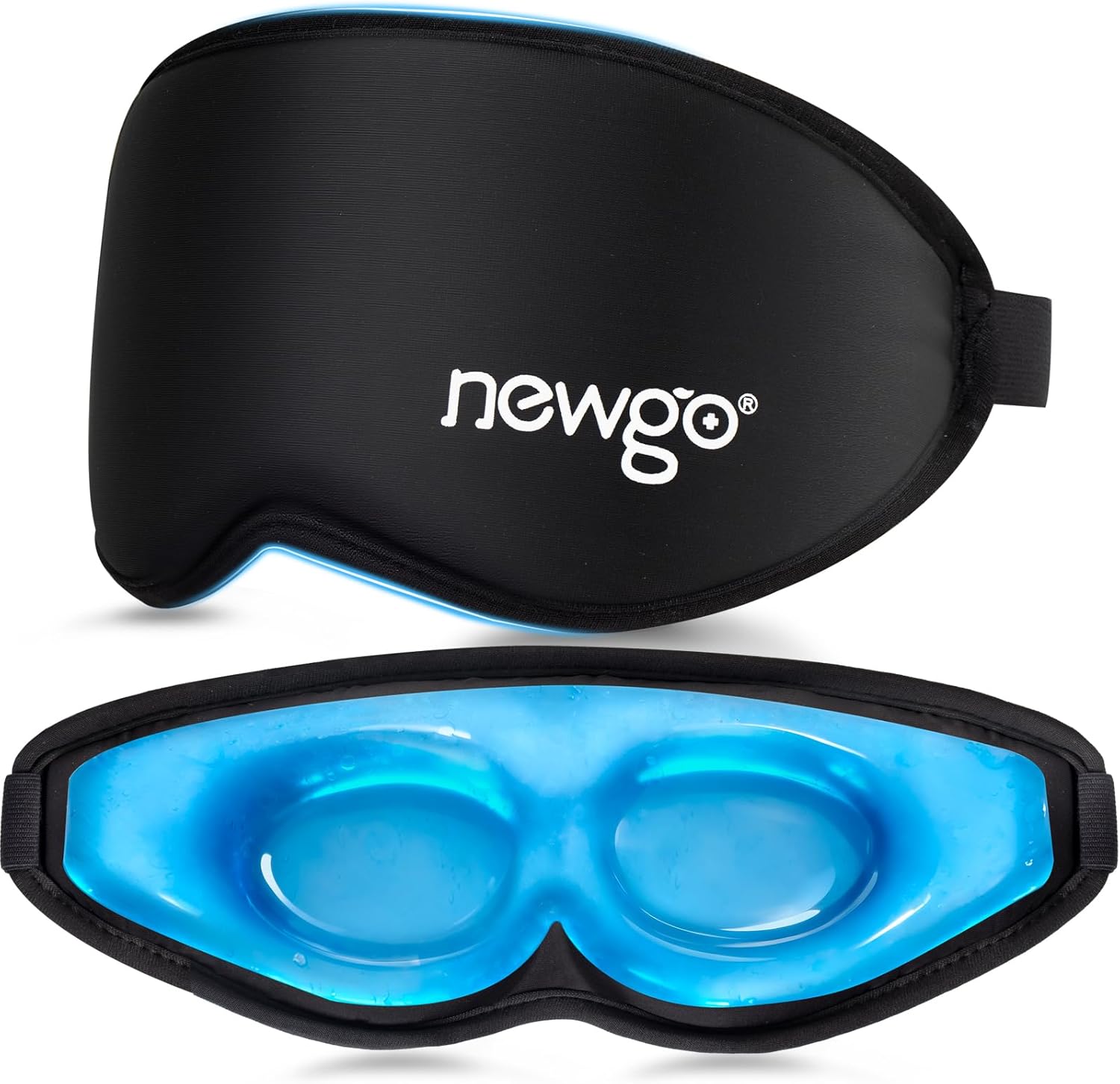 NEWGO Cooling Gel Eye Mask 3D Soft Cold Eye Mask, Eye Ice Pack with Zero Eye Pressure Hot Cold Therapy Blackout Sleep Mask for Puffiness, Dark Circles, Dry Eyes, Headaches and Stress Relief