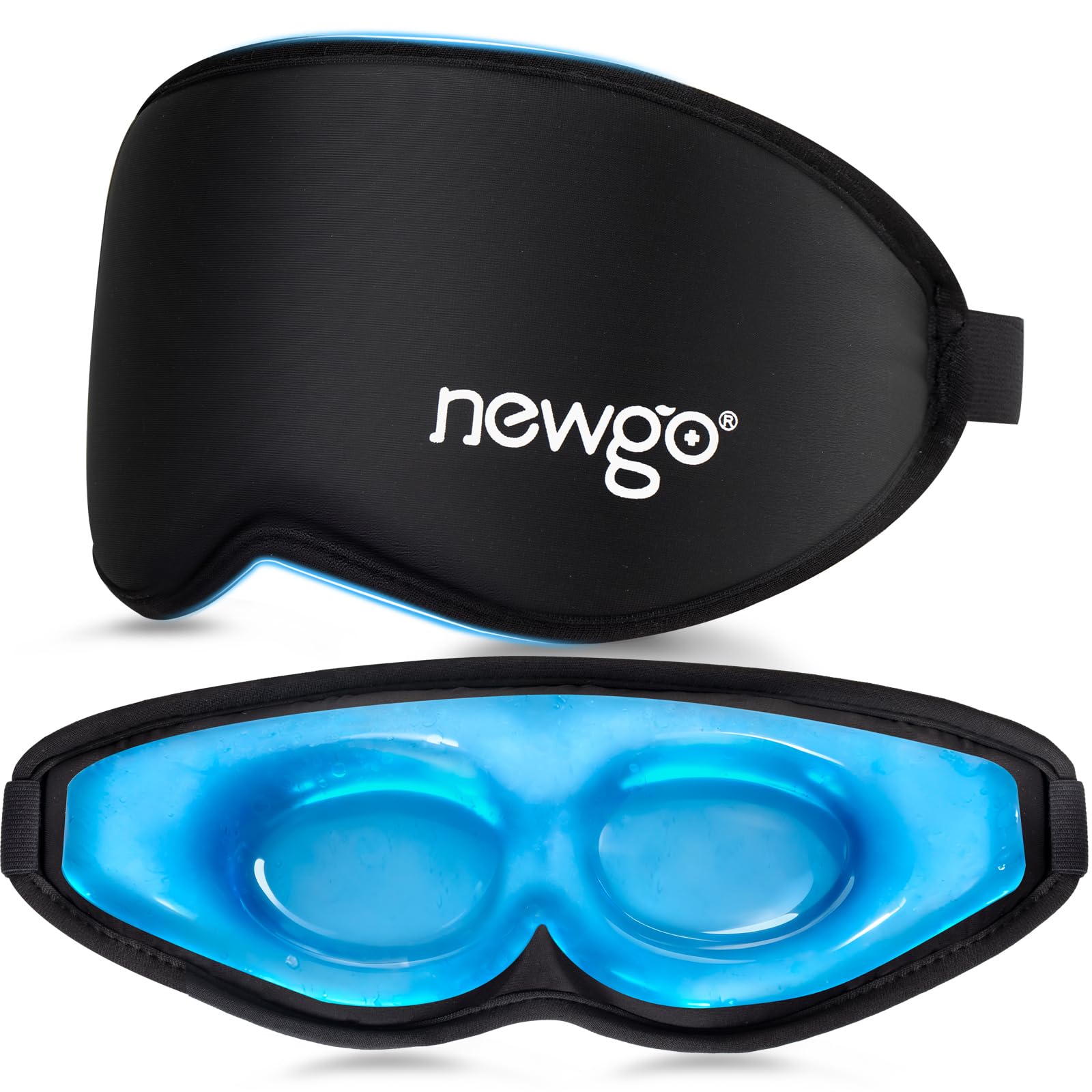 NEWGO Cooling Gel Eye Mask, 3D Blocking Lights Weighted Sleep Mask, Reusable Zero Eye Pres...