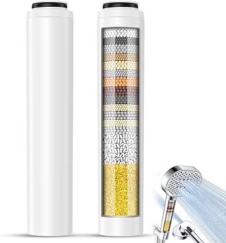 Vatex 2 Pack Replacement Filters for Handheld Shower Head, Shower Filter for Hard Water, Water Softener Filters Beads - Remove Chlorine - Reduces Dry Itchy Skin