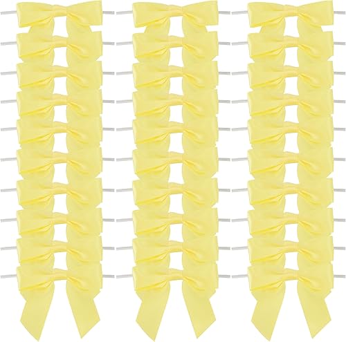 Vista 149 de AIMUDI Lazos giratorios para bolsas de golosinas de 3.5 pulgadas, lazos de satén azul turquesa para manualidades, lazos prefabricados con lazos Azul