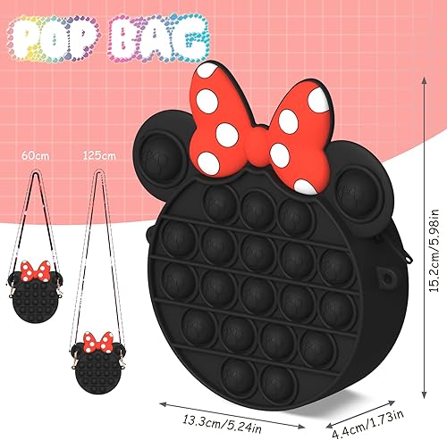 Miniatura 4 de Bolsa de mano con burbujas para explotar para niñas bolsa cruzada juguete para la ansiedad 2 en 1 de silicona fidget diseño de caricaturas con