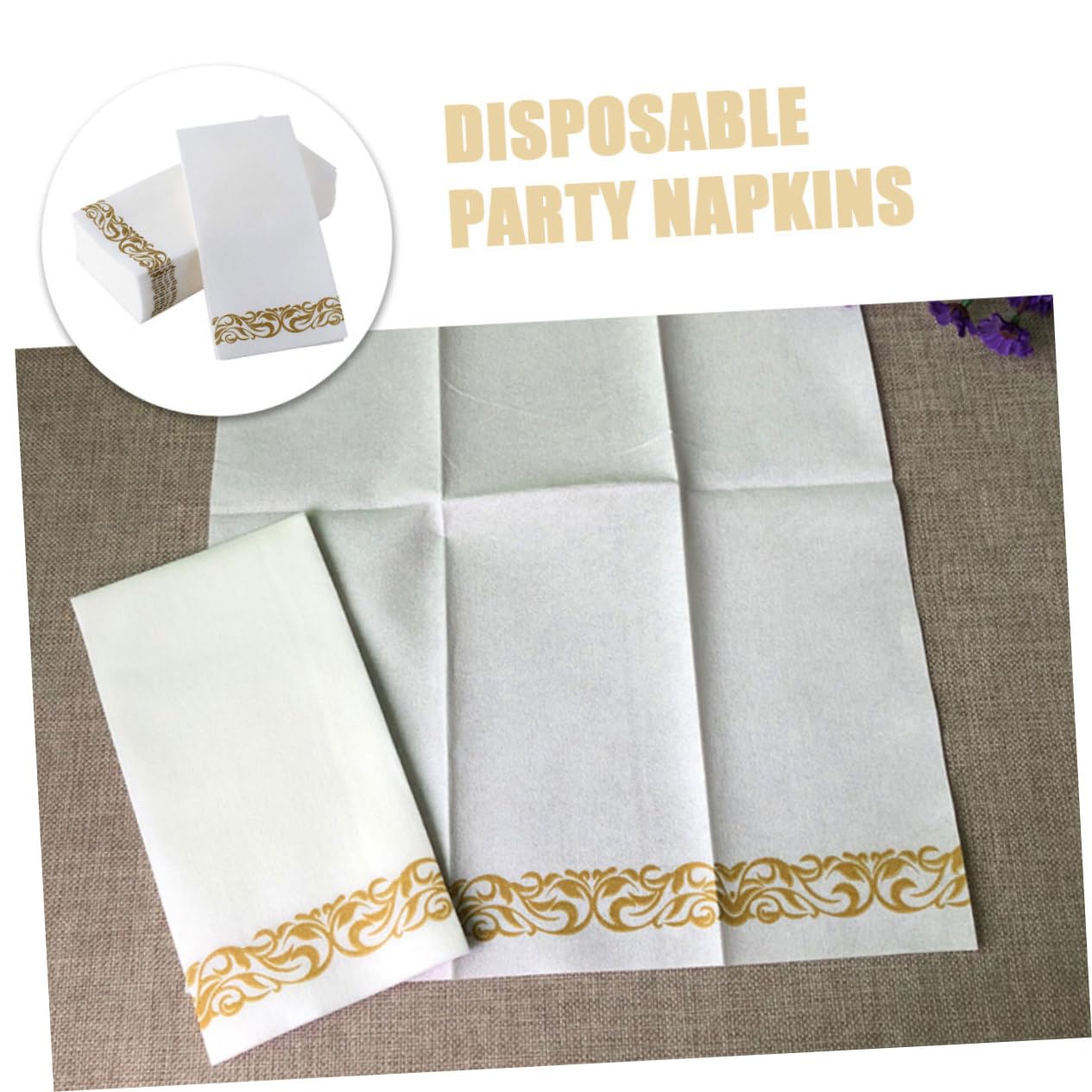 40x30cm Goldbedruckte Papierservietten, 50 Stück, 6-fach