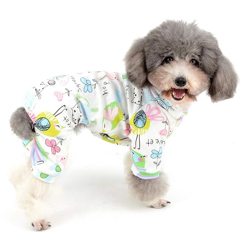 Zunea Perro pequeño Mono adorable ratón impresa flor El traje de algodón suave pijamas METRO Blanco