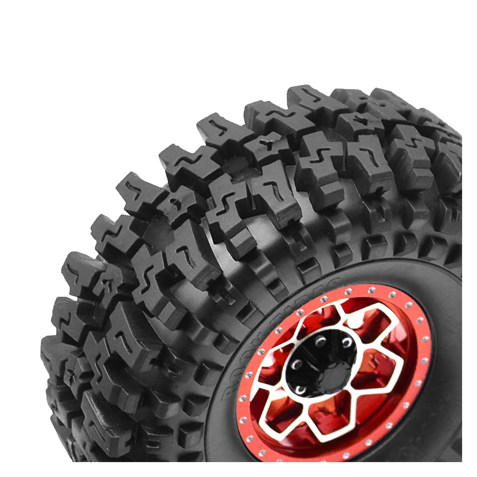 RC Pneumatici Ricambi Per Hsp Per Redcat Per Wraith 1/10 1.9 Pneumatici In Gomma E Cerchi In Metallo 12mm Hex RC Crawler Accessori Auto Aggiornamenti Sostituzione Riparazione(Red)