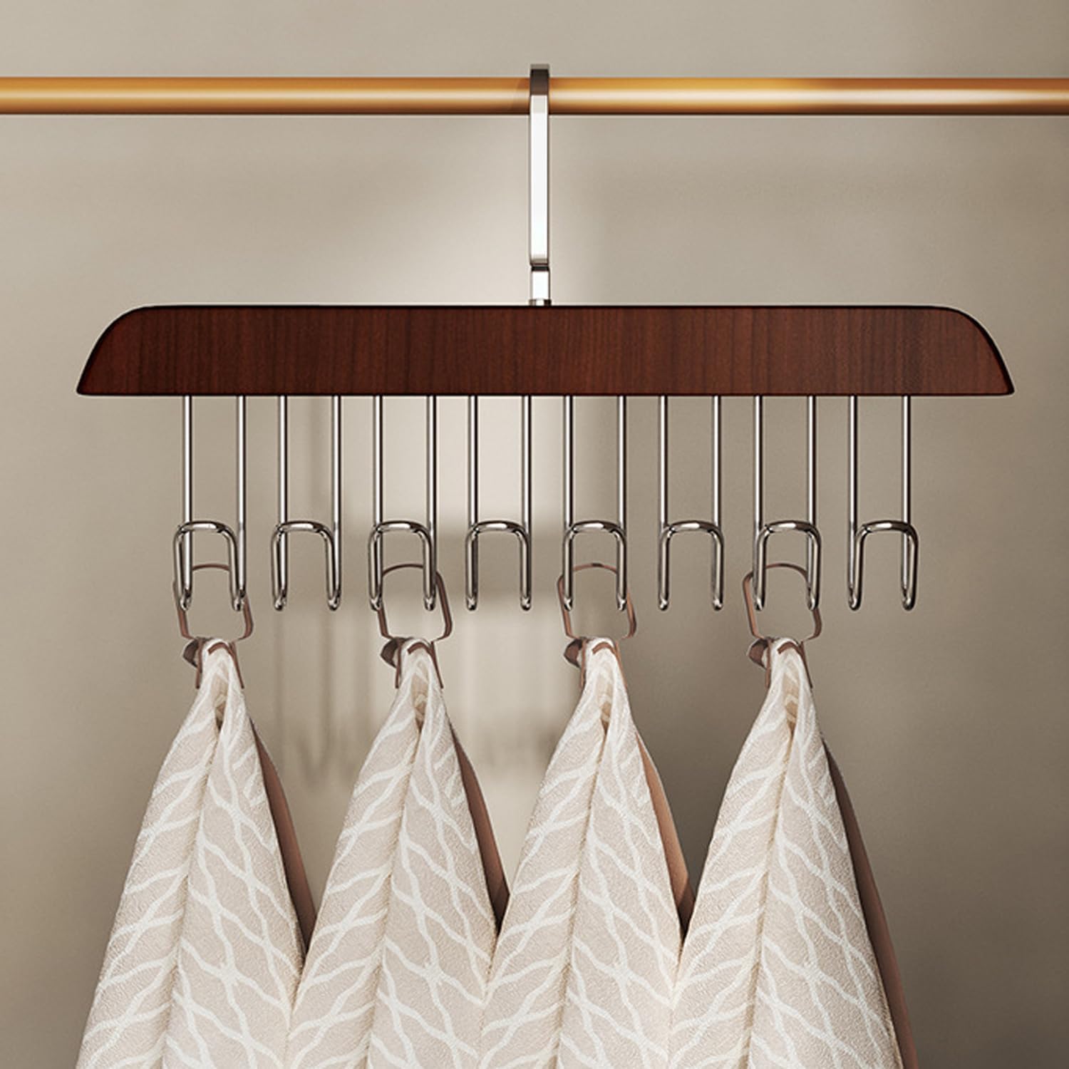Wooden Belt Hanger 2 Pack, Non Slip Bra Hangers (1Wood Color 1White)