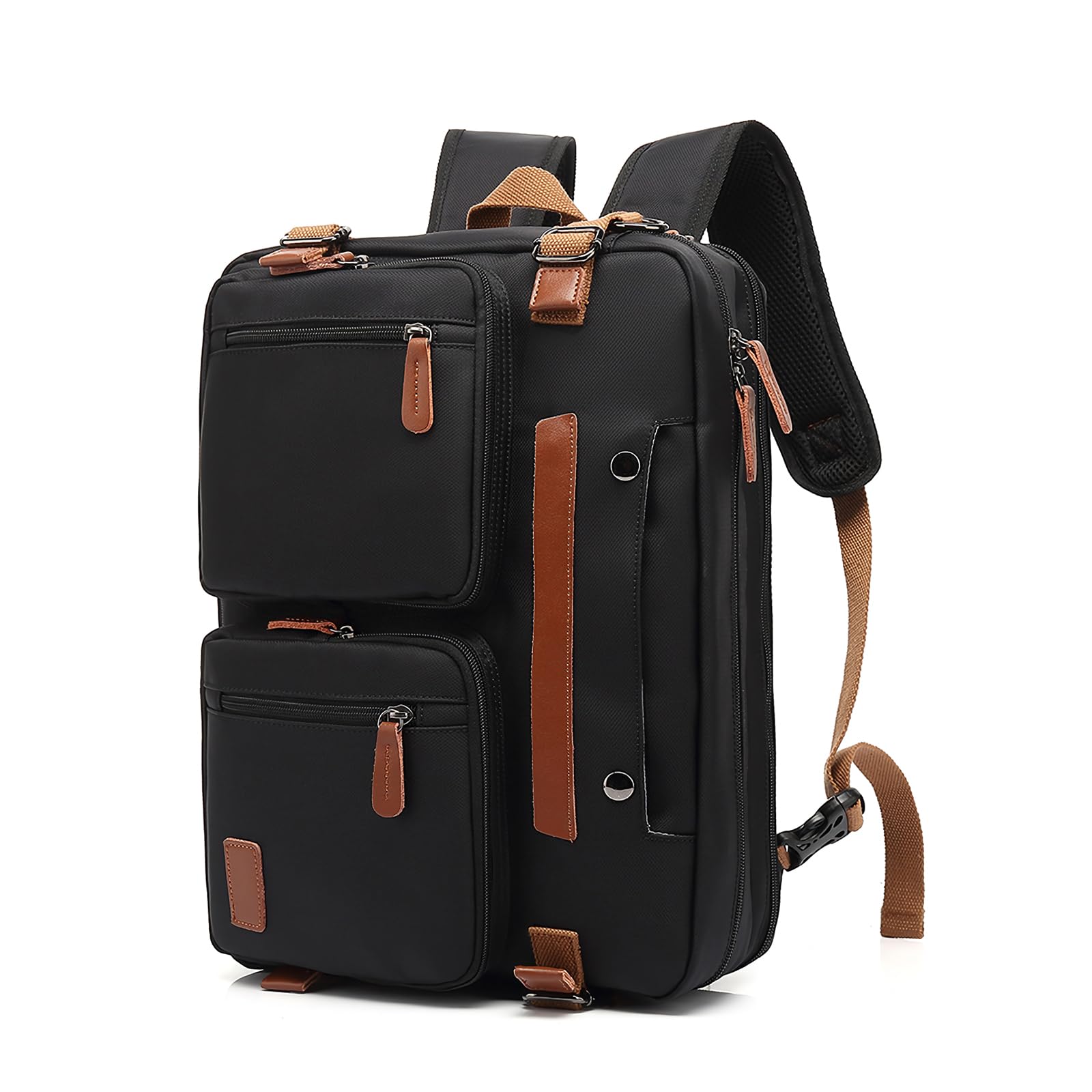 SONARIN Mochila Portatil,Convertible Mochila de Trabajo Bolso de Hombro Maletín Impermeable Mochila Ordenador 15.6 Pulgadas Mochila de Viaje Bolsa Casual para Hombres Mujeres(Negro)