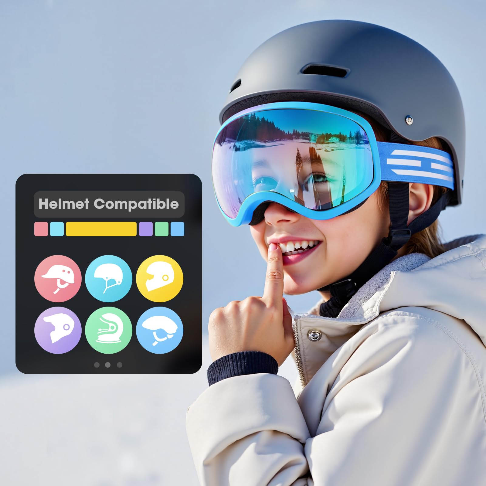 Lunettes de ski pour enfants, adolescents, garçons et filles de 5 à 14 ans