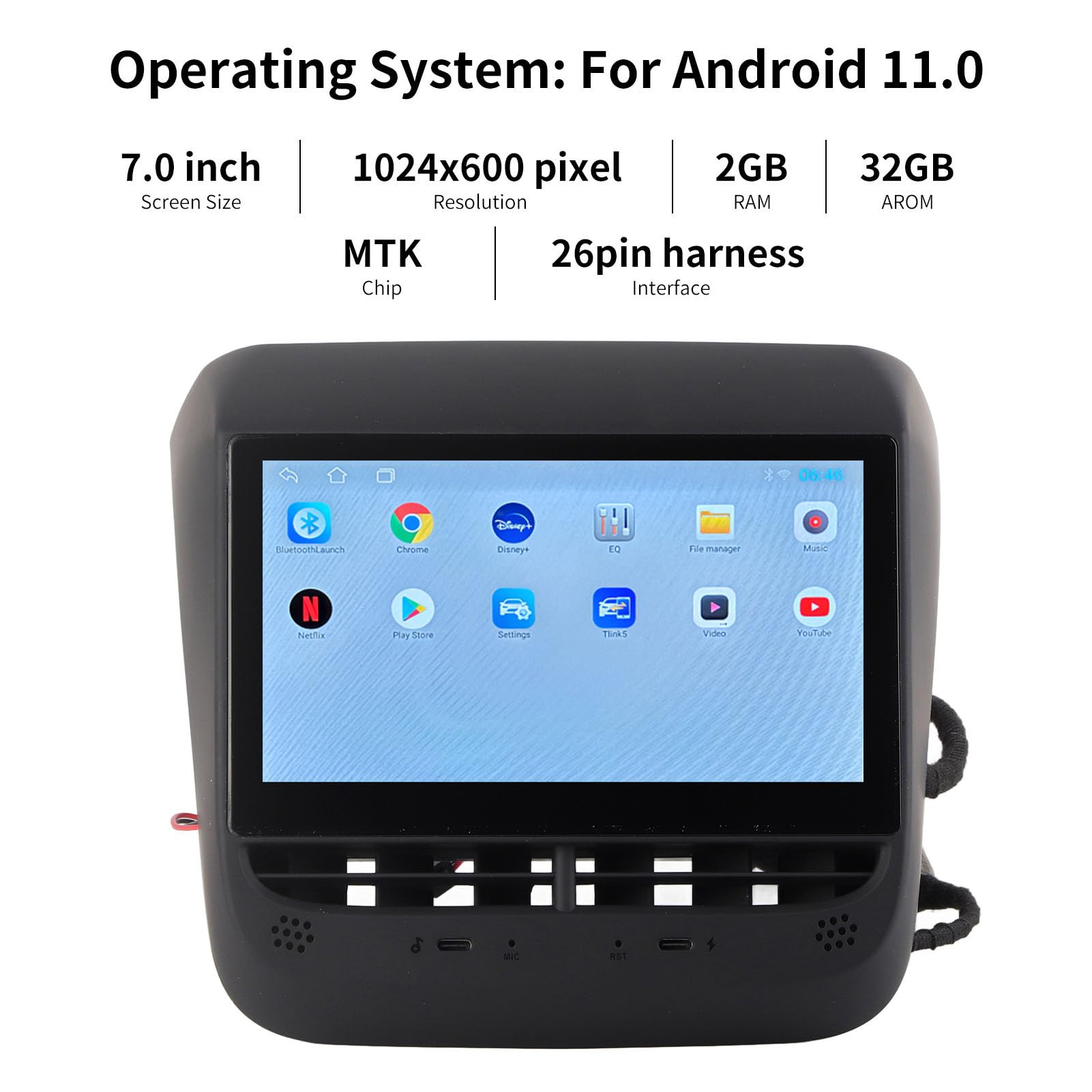 Écran D'affichage de Siège Arrière pour Modèle 3 Modèle Y Système de Divertissement à écran LCD HD 1024x600 7 Pouces Lecteur Multimédia 2 + 32 Go ROM avec Chauffage de