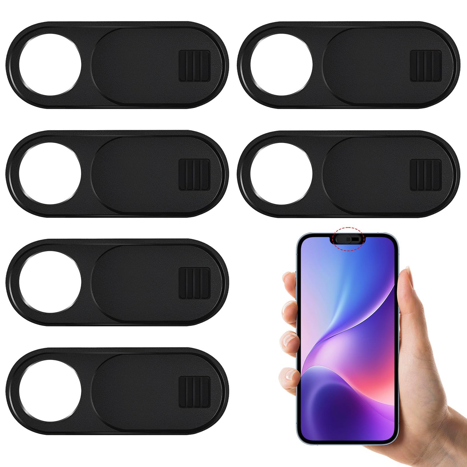 6 Pezzi Copri Webcam, Webcam Cover PC Portatile Ultra Sottile Copertura Camera Slider Nero per Laptop PC Computer Portatile Phone Tablet Smartphones Noteboook Tesla Model 3 Y MacBook