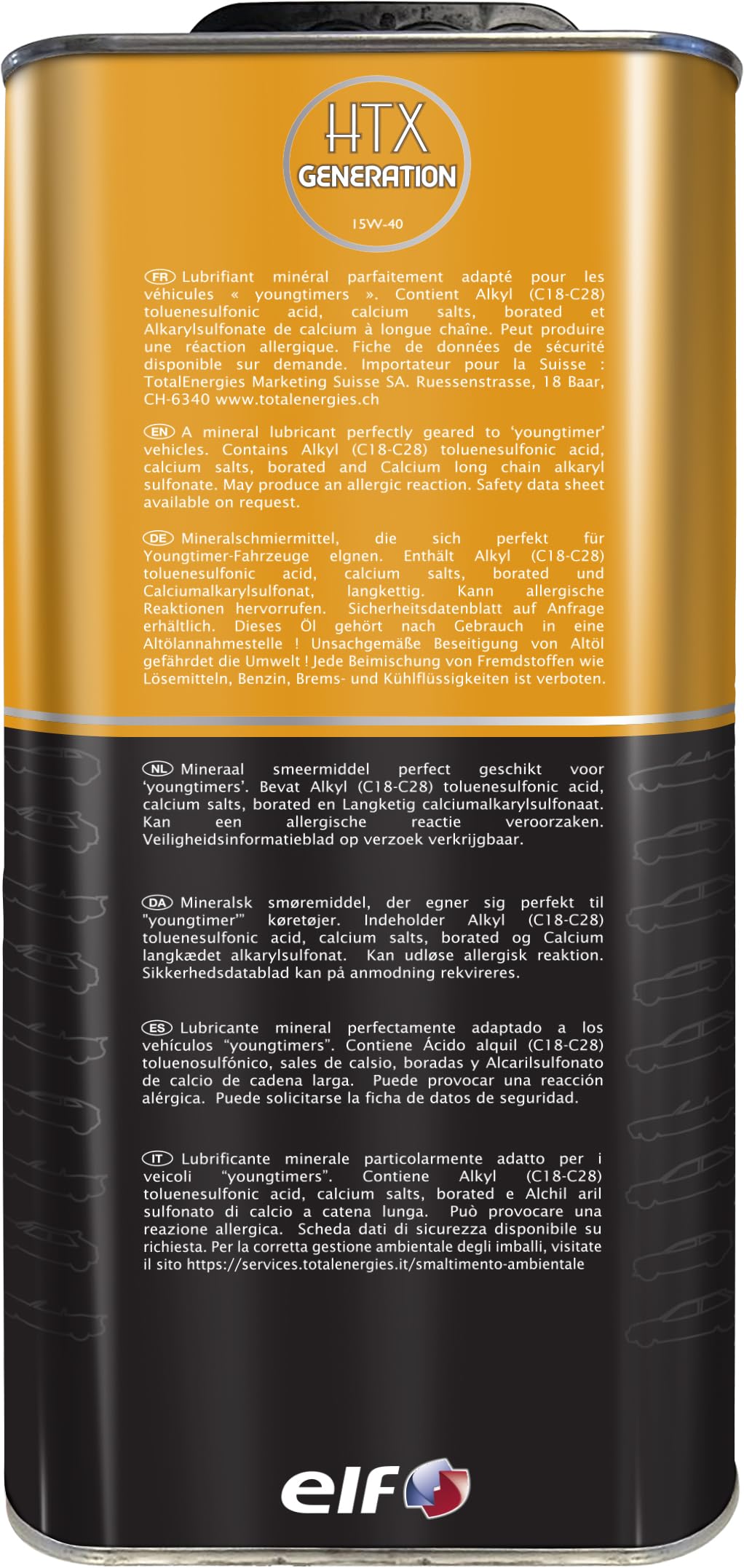ELF HTX GENERATION 15W-40, Huile moteur, 5 litres