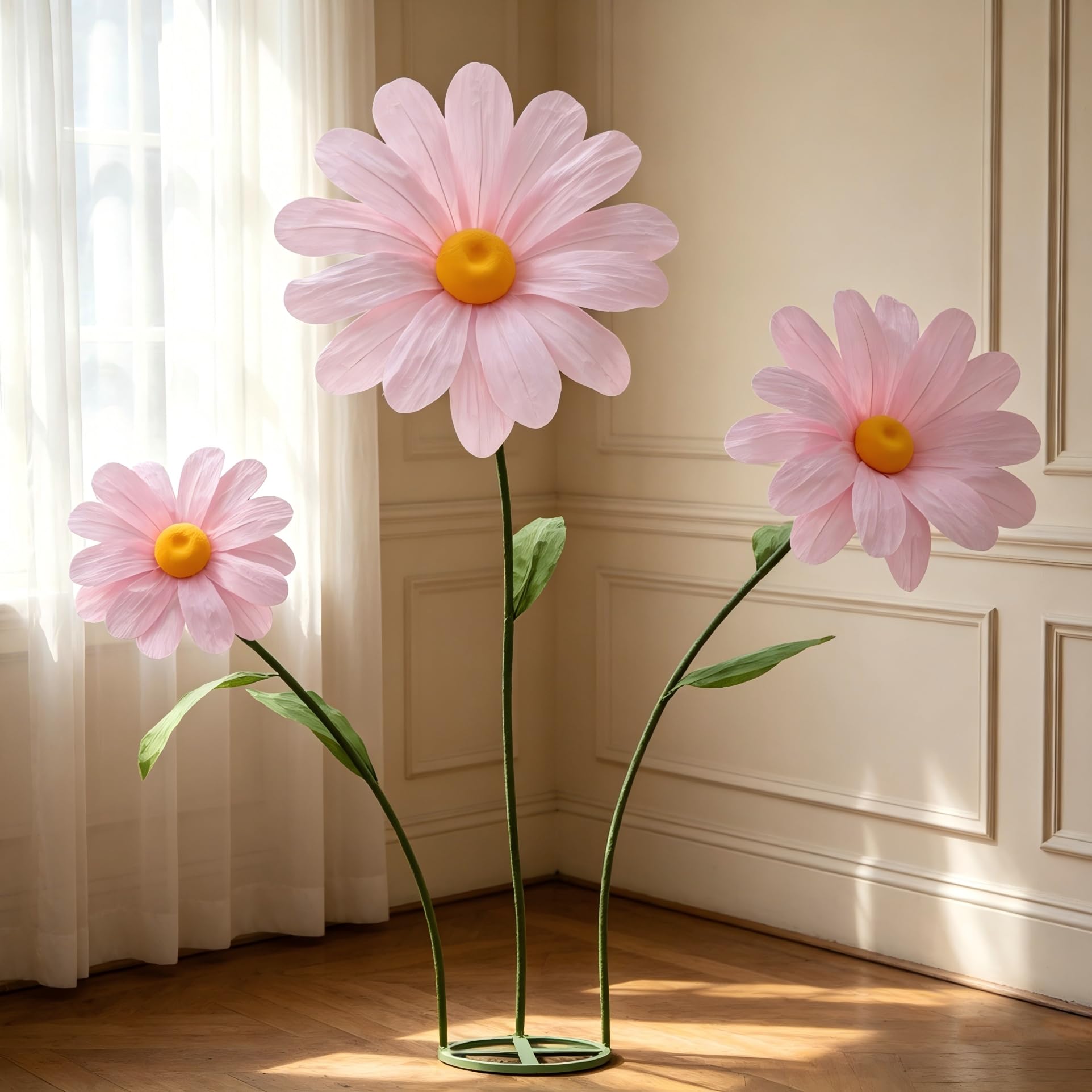 Photo 1 of YOFNIRG Large Daisy Flowers Artificial,5.9 Ft Giant Paper Flower Decoration,Big Flowers Decor for Party,Garden,Office,Home,Wedding,Graduation,Shop Window Display(Pink)