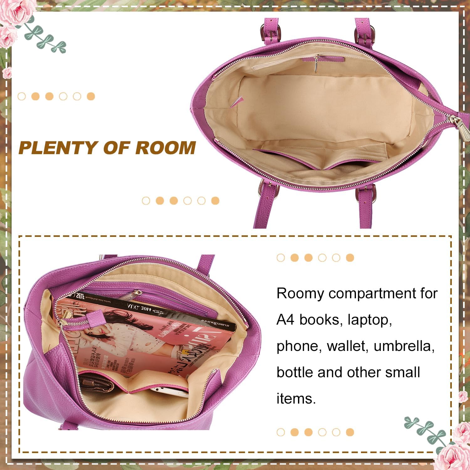 Banuce Large Capacity Leather Tote Bag for Women Ladies Purses and Handbags with Zipper Shoulder Bag