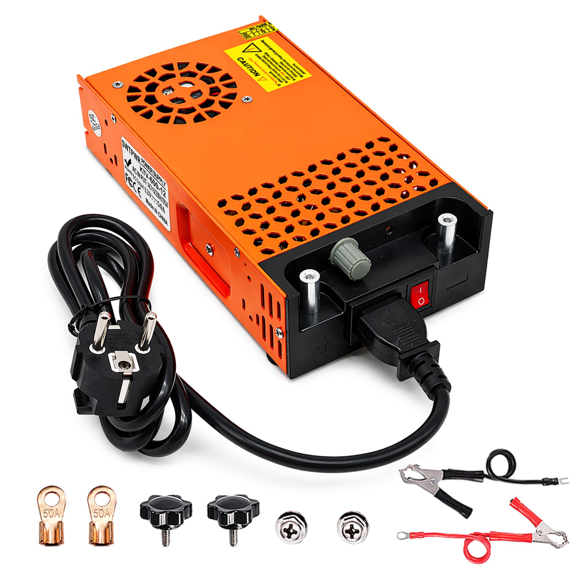 Upgraded AC to DC 12 V 50 A 600 W Alimentatore di rete da 230 V AC a DC, trasformatore industriale per striscia luminosa a LED, CCTV, radio SMPS (12 V 50 A 600 W)