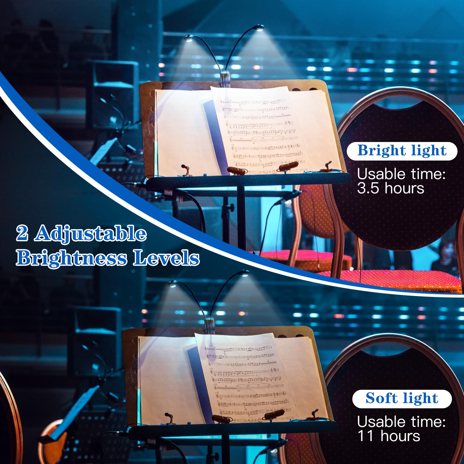 DkOvn Leggio per spartiti con luce di supporto, leggio regolabile con borsa per il trasporto, ricaricabile tramite USB, 8 LED, per lettura, chitarra, violino (leggio e luce)