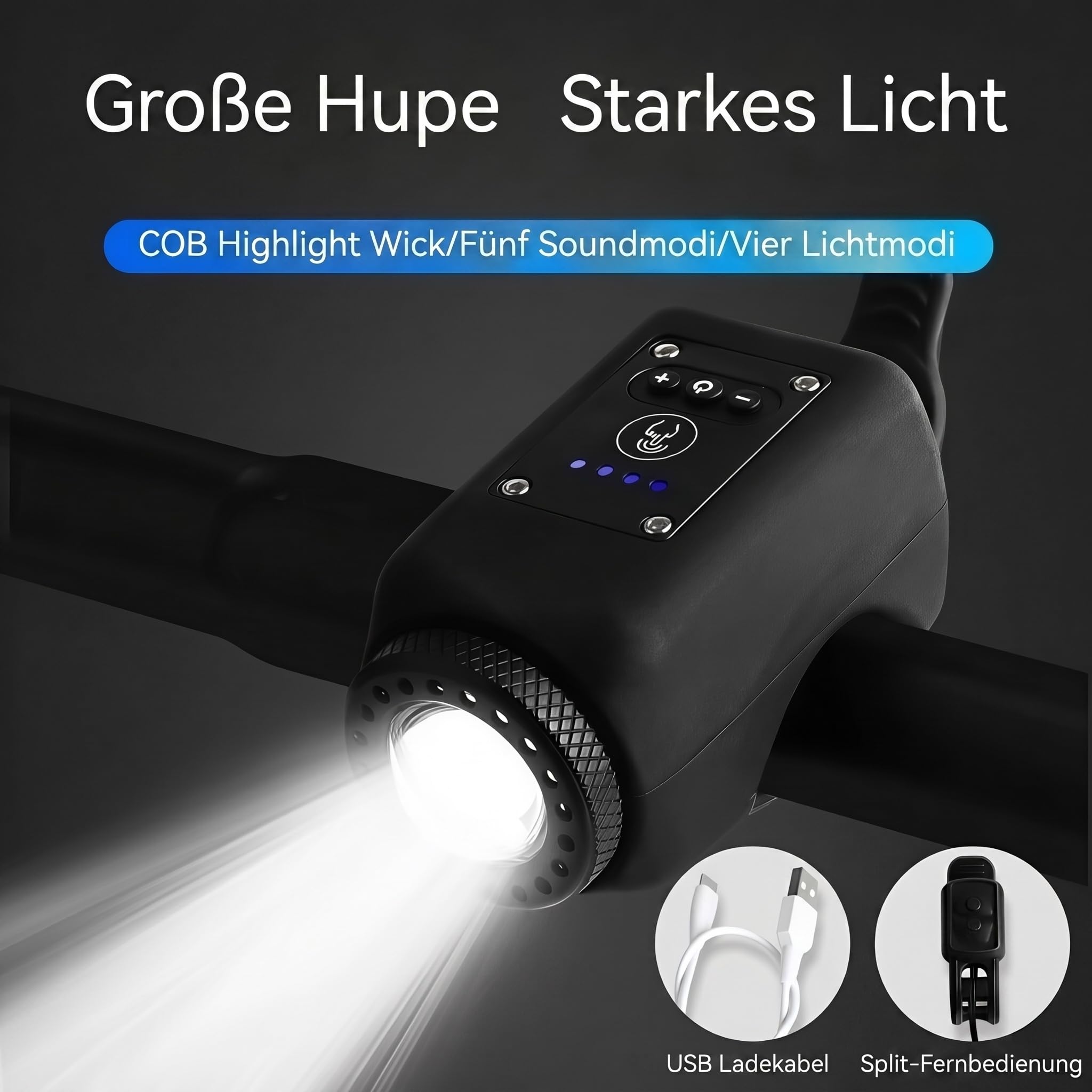 lumihorn Fahrrad, Set 1/2 Stück, 110 dB Hupe mit Fernbedienung