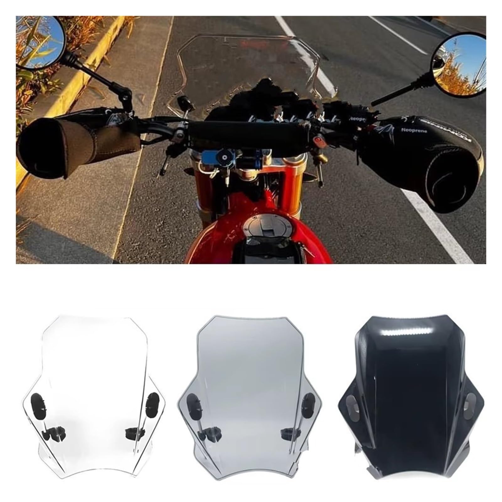 Cupolino Per FANTIC Per CABALLERO Per FLAT Per TRACK 125 250 500 Per RALLY Per SCRAMBLER 500 Parabrezza Per Moto Deflettore Parabrezza moto Deflettore(Smoke grey)