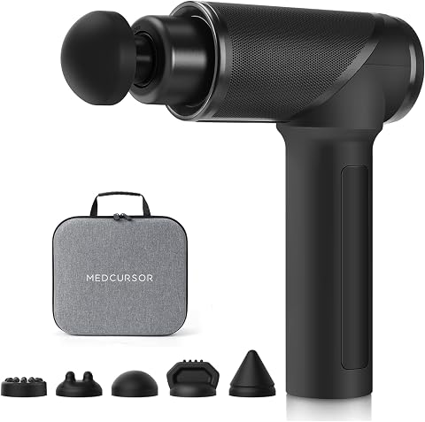 Medcursor Massage Gun - High Intensity Brushless Motor, Handheld Percussion Deep Tissue Massager with 6 Massage Heads for Sore Mu…