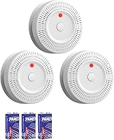 Smoke Detector, 9V Battery Operated, Smoke Alarm with LED Indicator, Silence Button, Battery Powered, White, 3 Pack