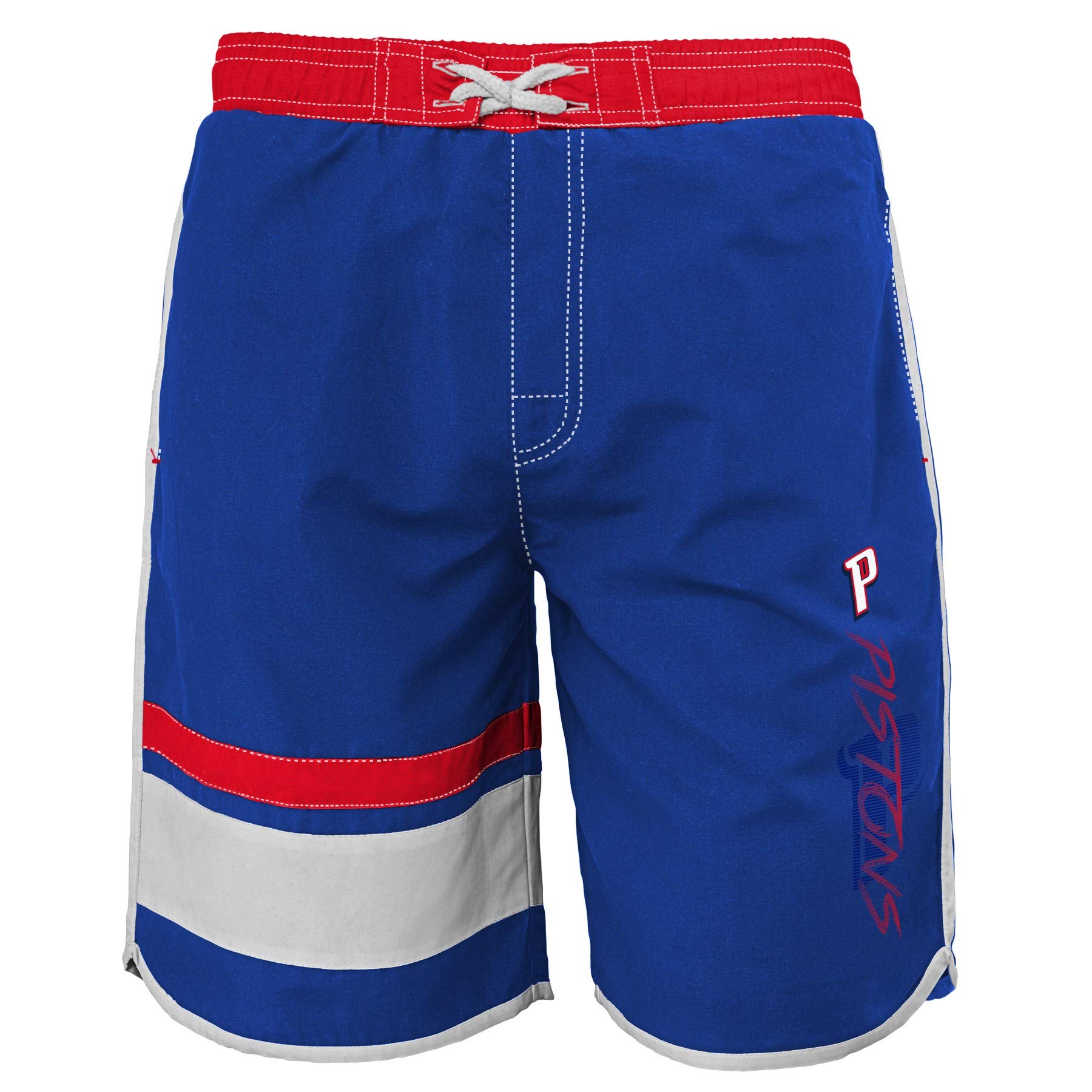 Outerstuff NBA Youth Boys (8-20) Color Block Swim Trunks, Detroit Pistons Medium (10-12)