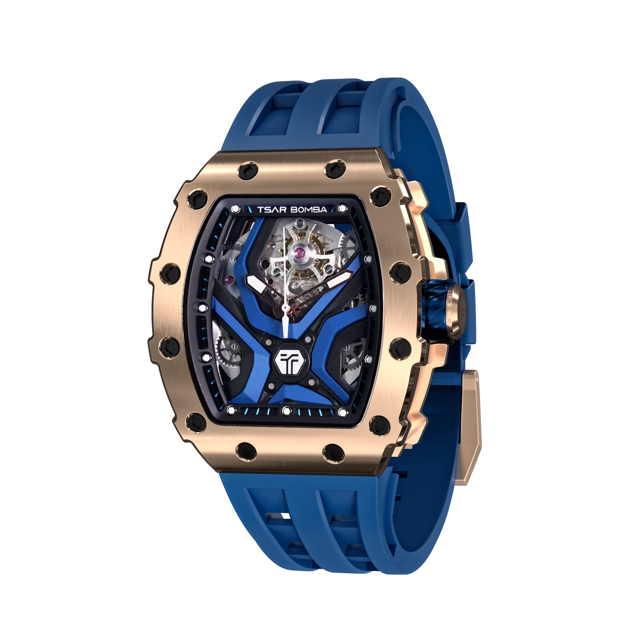 Watches for Men Automatic Mechanical Men's Analog Watch Skeleton Wrist Watch Tonneau Watc…