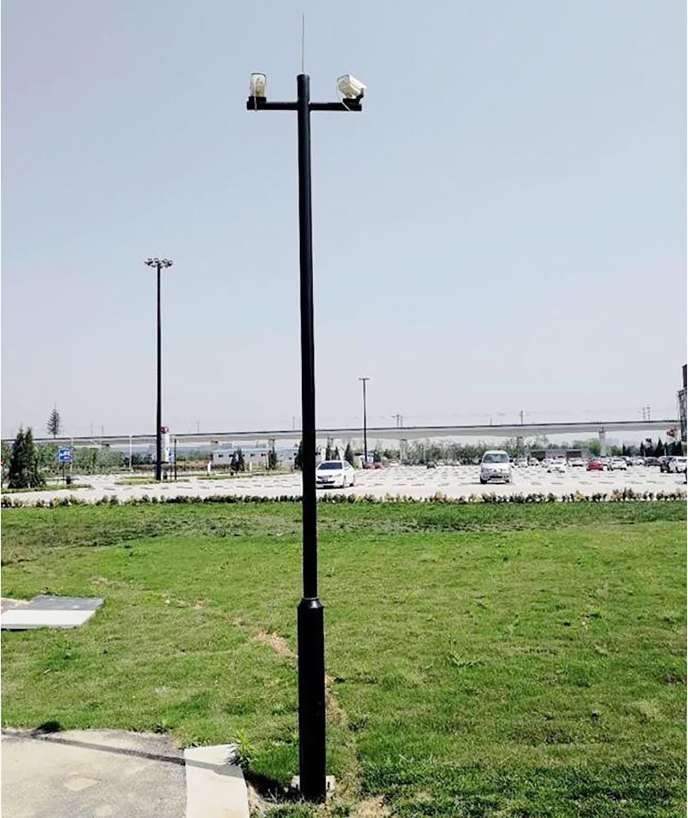 Kamera Masthalterung Schwarzer Kameramast für den Außenbereich für Parkplätze, abnehmbare segmentierte Spezialüberwachungsstange und Halterung für Schulgelände/Lager(3.5 m/11.5 ft)
