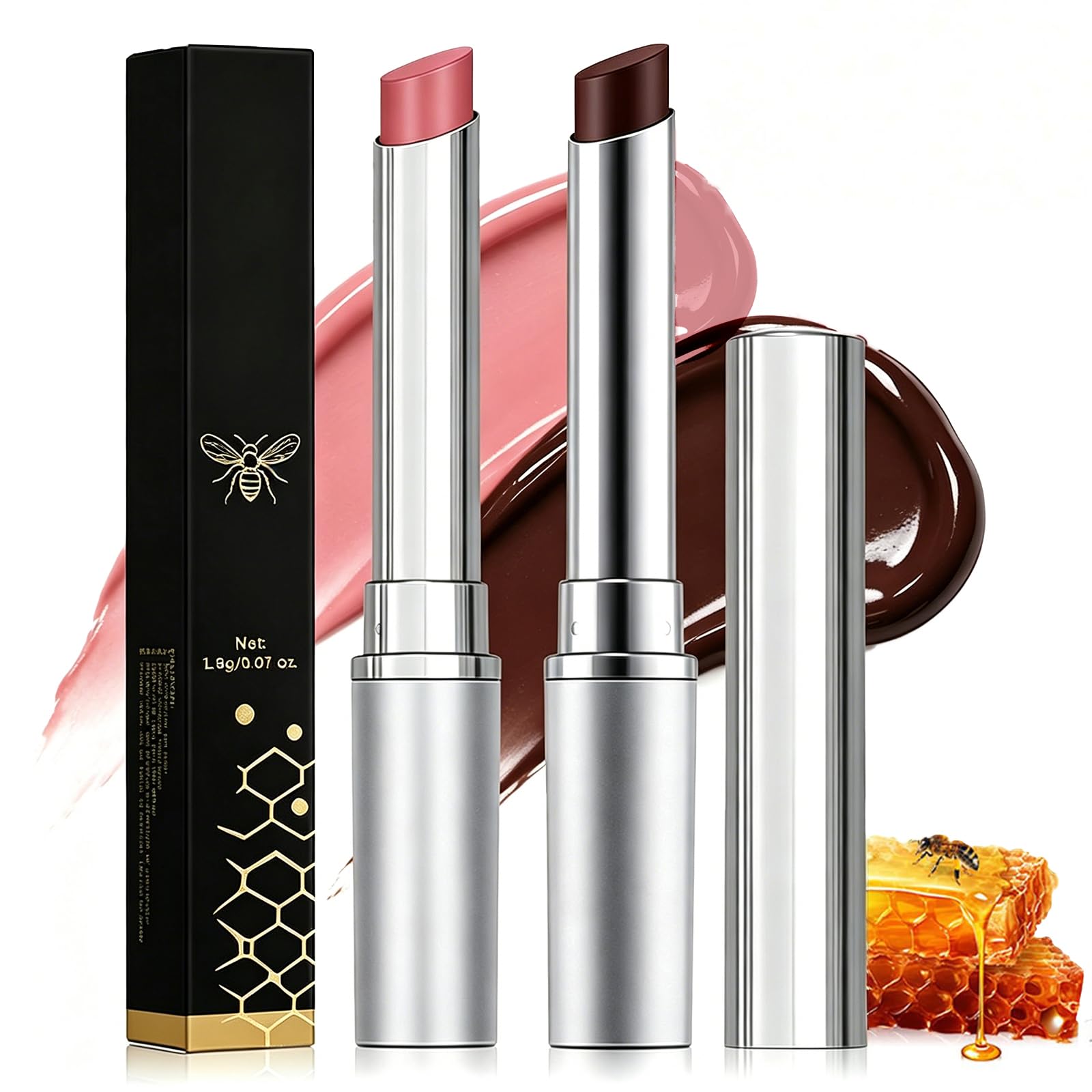 Dulele 2PCS Honey Lipstick Tinted Lip Balm, Glossy Hydrating Lip Stick