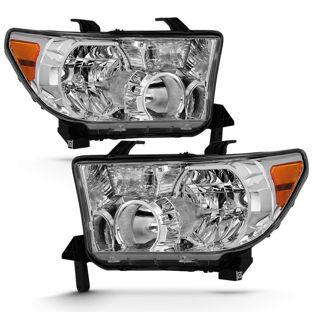 ACANII - For 2007-2013 Toyota Tundra 2008-2017 Sequoia Chrome Housing OE Style Headlights Headlamps Assembly Left+Right