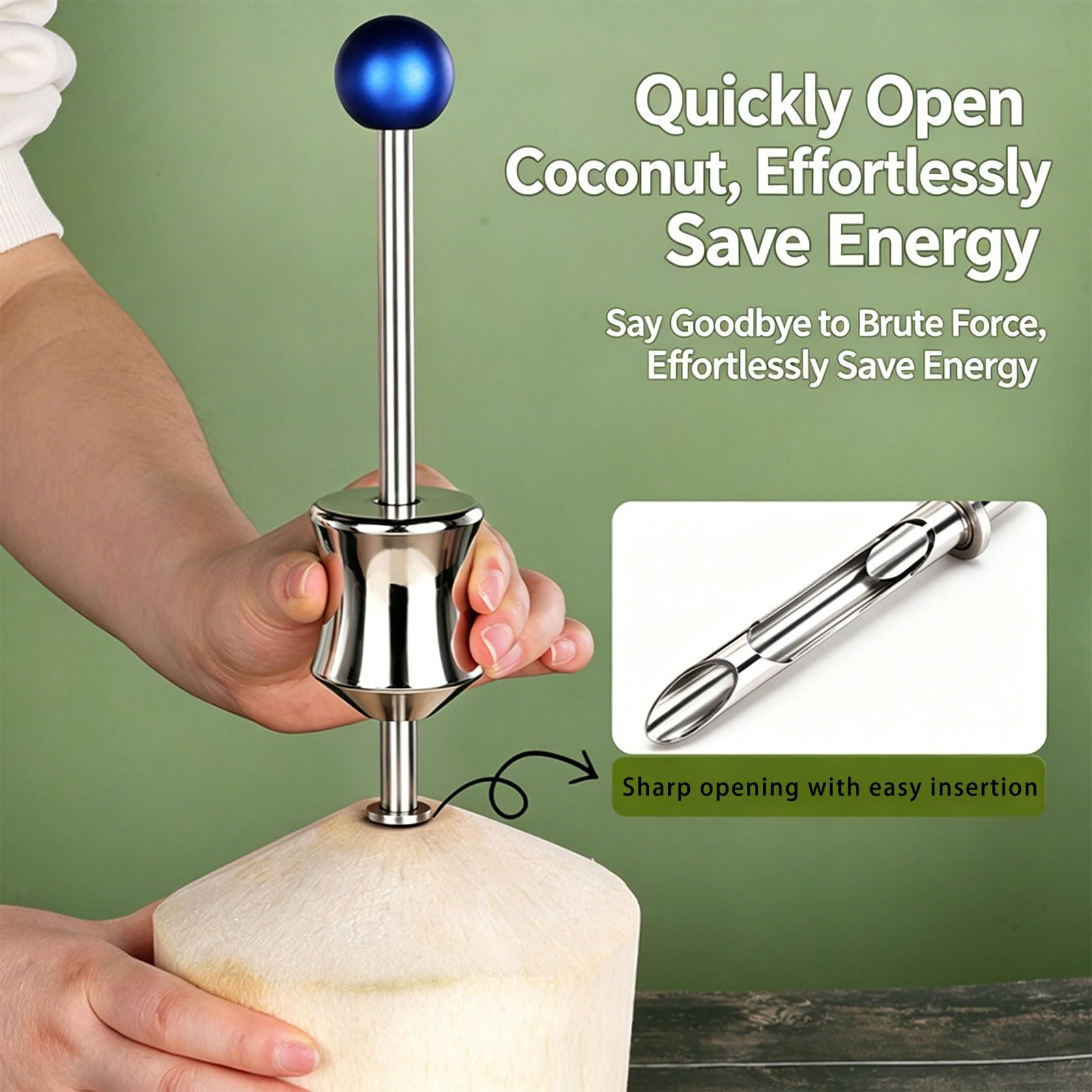 Strumento perforatore per fori in acciaio inossidabile per uso alimentare con comoda impugnatura ergonomica per una facile apertura