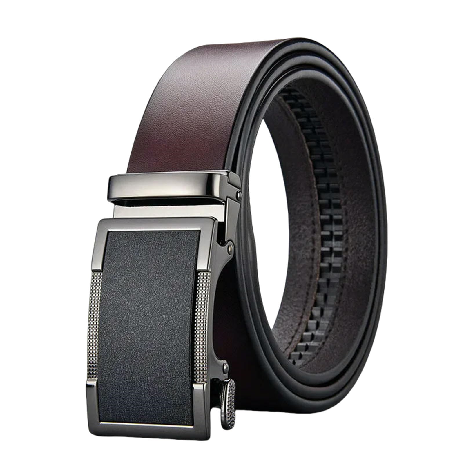 Hsqfcbd Men's Black-Brown Belts For Belt Business Metal Automatic Buckle Waist Straps Jeans-125Cm