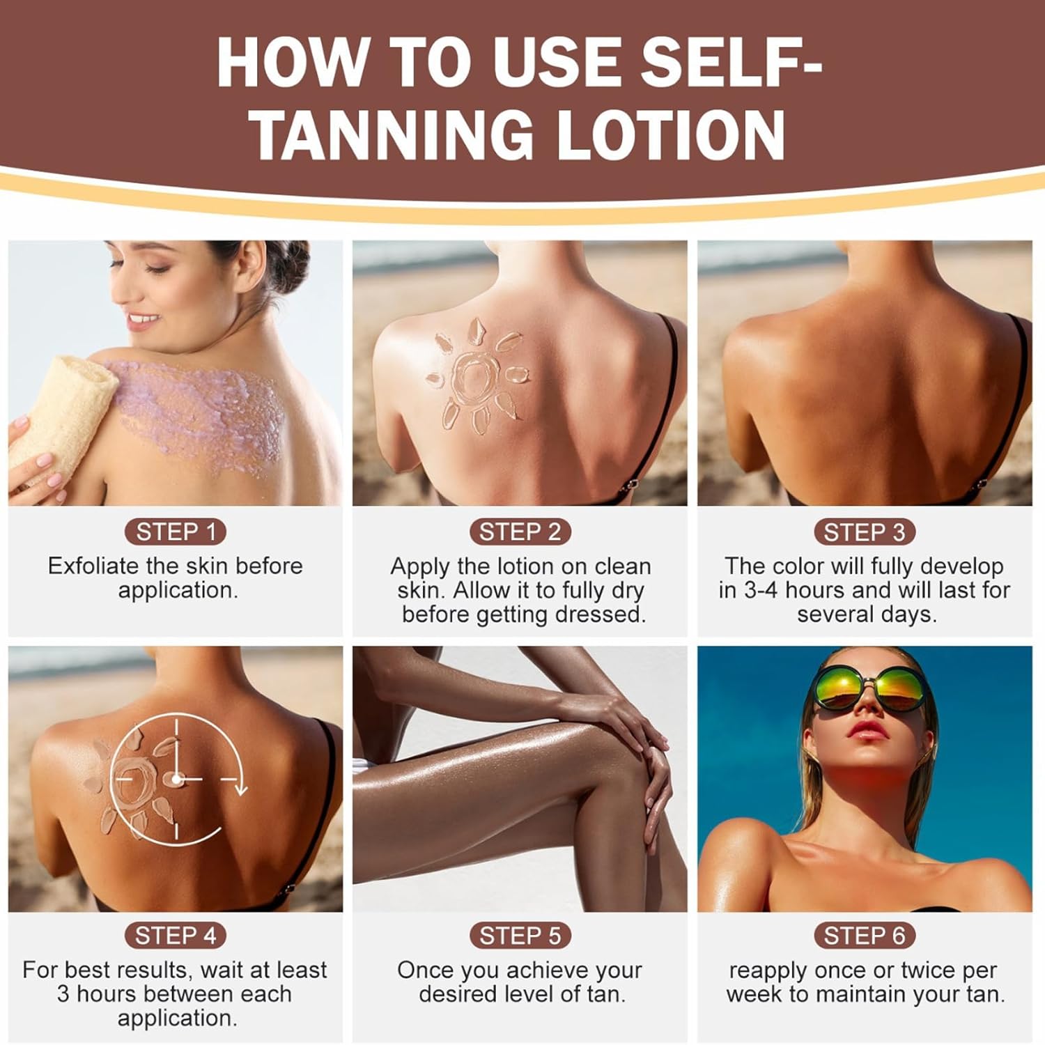 Self Tanner Cream,Natural Plant-Based Formula,Self-Adjusting Color for All Skin Tones,Streak-Free Gradually develops Fake Tan,Sunless Tanner lotion,Bronzing Body Cream For Woma & Man,Fair to Dark - Image 8