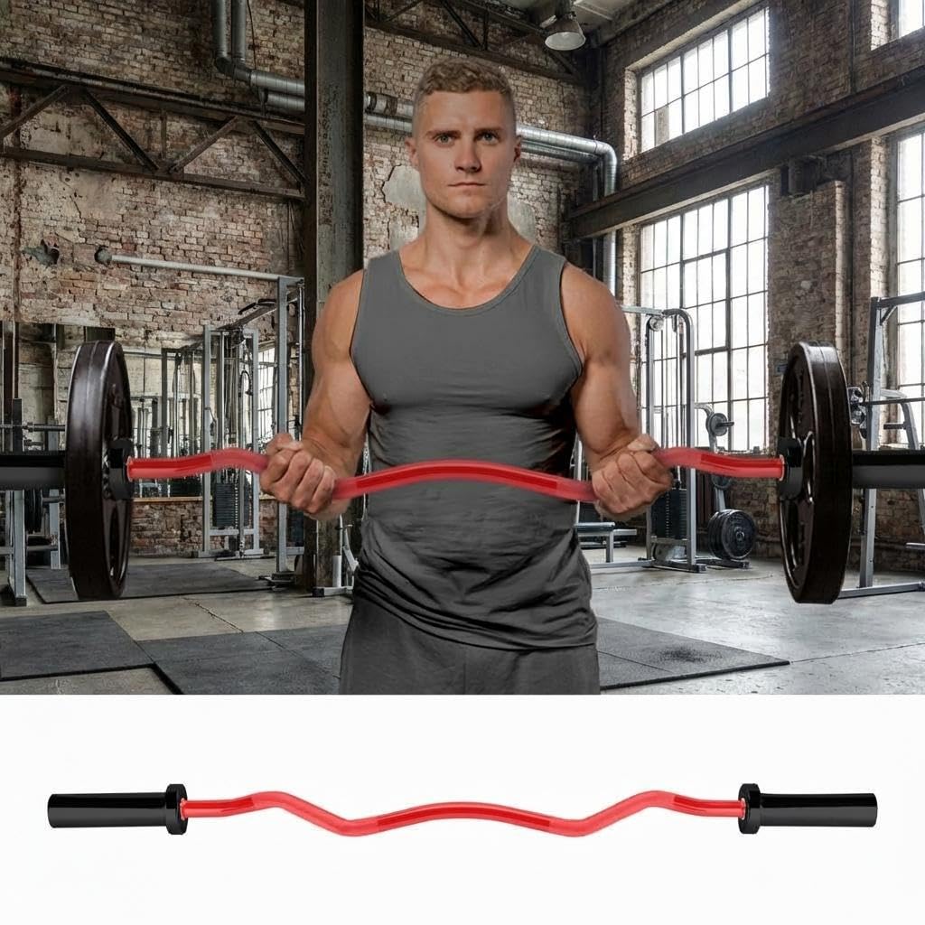 SZ Curlstange 120 cm – EZ Hantelstange Für Krafttraining, 50 mm Aufnahme, Verchromt, Inkl. 2 Federverschlüsse, Ideal Für Bizeps, Trizeps, Hip Thrust, Kniebeugen & Home Gym, Schwarz