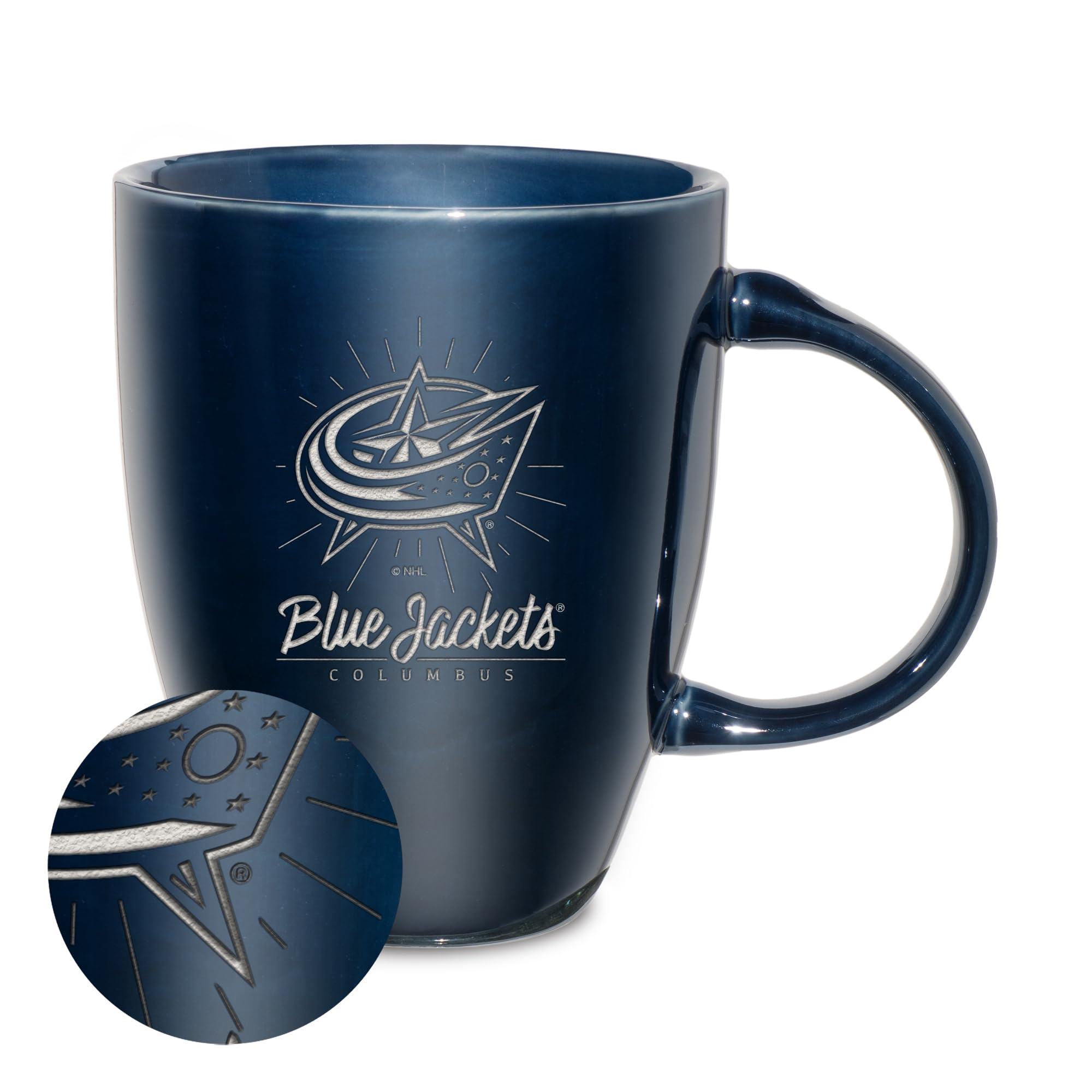 Rico Industries Team Color Nhl Hockey Seattle Kraken Sunburst Navy 18Oz Laser Engraved Ceramic Lustre Mug